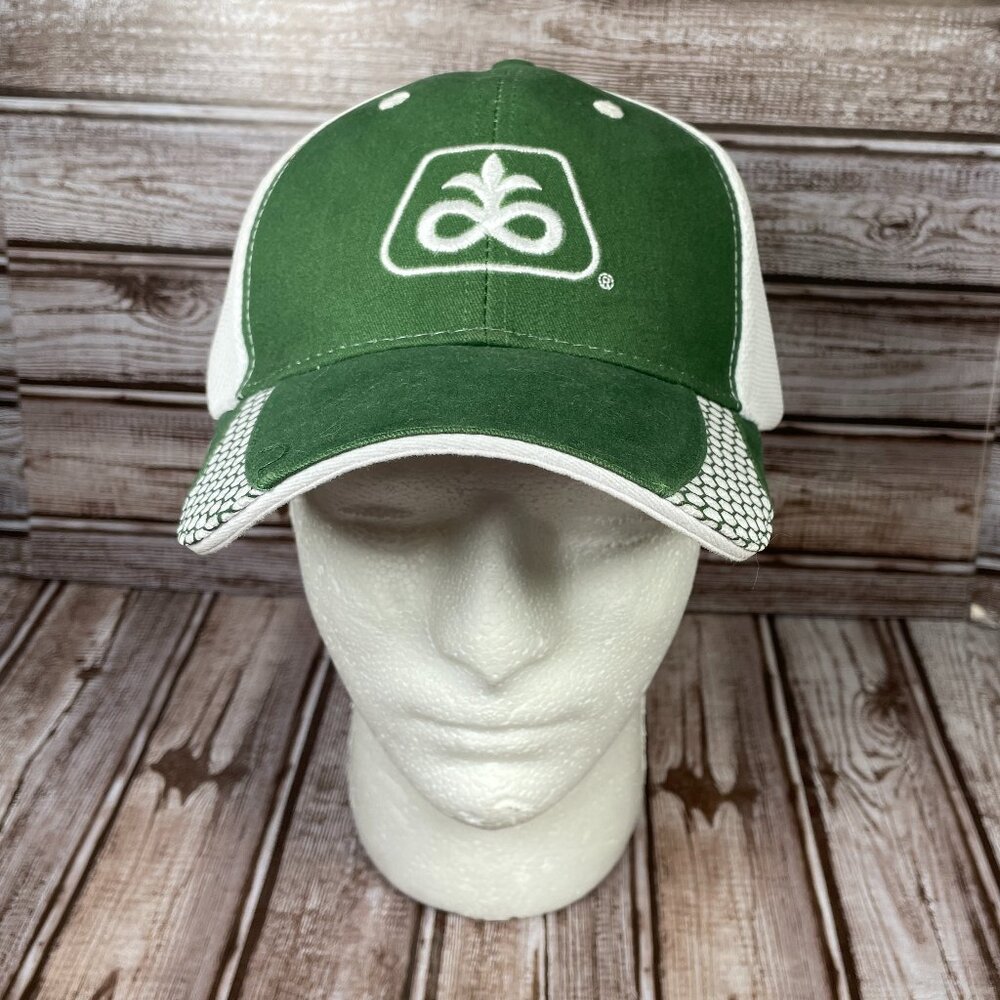 DUPONT Farm Ag Seed Men's OS Green White Mesh Strapback Embroidered Cap Hat NWOT